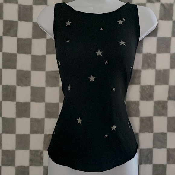 Wildfox Tops - WildFox Large Mine is the Night Starry Tank L black silver